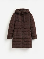 Pikowana kurtka - ciemnobrązowy. Brązowe kurtki damskie Reserved, l, bez wzorów, z tkaniny, bez kaptura. Za 159.99 zł.