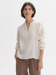 OPUS Bluzka w kolorze kremowym rozmiar: 40. Brązowe bluzki damskie Opus, bez wzorów, bez kołnierzyka, bez ramiączek. Za 147.91 zł.