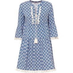 Sukienka tunikowa z miękkiej wiskozy. Niebieskie sukienki damskie bonprix, bez wzorów, z wiskozy, bez ramiączek. Za 119.99 zł.