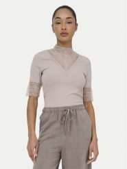 ONLY Bluzka Tilde 15335353 Beżowy Slim Fit. Brązowe bluzki damskie Only, l, bez wzorów, z wiskozy, bez kołnierzyka, bez ramiączek. Za 119.99 zł.