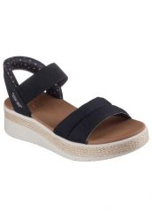 Sandały SKECHERS BOBS SUN RAY Czarny. Czarne sandały damskie Skechers, bez wzorów, z materiału, bez obcasa, bez zapięcia. Za 261.99 zł.