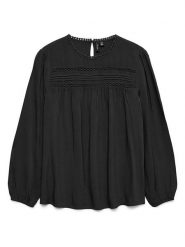 Vero Moda Bluzka w kolorze czarnym rozmiar: M. Czarne bluzki damskie Vero Moda, m, bez wzorów, z wiskozy, klasyczne, bez kołnierzyka, bez ramiączek. Za 88.02 zł.