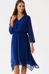 Elegancka zwiewna sukienka szyfonowa wizytowa chaber. Sukienki damskie Stylove, bez wzorów, z szyfonu, eleganckie, bez ramiączek. Za 379.00 zł.