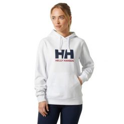 Damska bluza z kapturem z logo Helly Hansen 2.0. Białe bluzy damskie Helly Hansen, bez wzorów, z kapturem. W wyprzedaży za 288.55 zł.