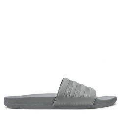 Klapki adidas. Szare klapki damskie Adidas, bez wzorów, bez obcasa, bez zapięcia. Za 169.99 zł.
