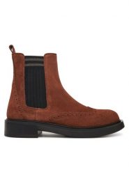 Pollini Sztyblety SA21163G0NTF0217 Brązowy. Brązowe botki damskie Pollini, ze skóry, bez obcasa, na płaskiej podeszwie, bez zapięcia. Za 1,369.00 zł.