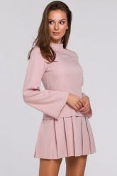 Elegancka sukienka mini z kontrafałdami różowa. Czerwone sukienki damskie Sukienki.shop, bez wzorów, eleganckie, bez ramiączek. Za 279.00 zł.