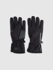 4F Rękawiczki zimowe Touch Screen uniseks - czarne XS. Czarne rękawiczki damskie 4F, bez wzorów, z materiału. Za 89.99 zł.