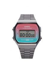 Casio Zegarek A168WERB-2AEF Srebrny. Szare, cyfrowe zegarki damskie Casio, srebrne. Za 259.99 zł.