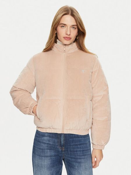 Guess Kurtka zimowa V4BL03 KBXI2 Beżowy Regular Fit. Brązowe kurtki damskie Guess, na zimę, m, z aplikacjami, z syntetyku, bez kaptura. Za 329.99 zł.