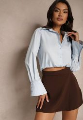 Ciemnobrązowe Asymetryczne Spódnico-Szorty High Waist Nonalin. Brązowe szorty damskie Renee, z aplikacjami, z podwyższonym stanem. Za 49.99 zł.