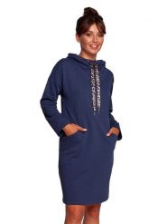 Be Wear Sukienka w kolorze granatowym rozmiar: XXL. Niebieskie sukienki damskie Be Wear, bez wzorów, bez ramiączek. Za 104.89 zł.