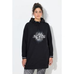 Damskie Długa bluza z kapturem oversize kaptur długi rękaw. Czarne bluzy damskie Ulla Popken, plus size, bez wzorów, z bawełny, z kapturem. W wyprzedaży za 191.99 zł.