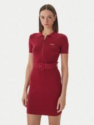 Guess Sukienka dzianinowa V6RK08 Z4642 Bordowy Slim Fit. Czerwone sukienki damskie Guess, z aplikacjami, z dzianiny, bez ramiączek. Za 569.99 zł.
