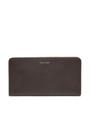 Calvin Klein Portfel Foil Logo Passport Longfold LV04F1205G Brązowy. Brązowe portfele damskie Calvin Klein, bez wzorów, ze skóry. Za 289.99 zł.
