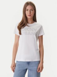DKNY T-Shirt DJ6T1692 Biały Regular Fit. Białe t-shirty damskie DKNY, xs, bez wzorów, z bawełny, bez kołnierzyka. Za 219.99 zł.