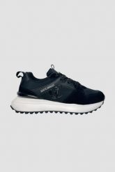 JUST CAVALLI Czarne sneakersy Fondo Karina. Czarne obuwie sportowe damskie Just Cavalli, bez zapięcia. W wyprzedaży za 599.99 zł.