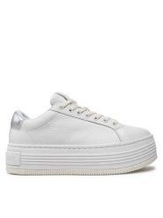 Calvin Klein Jeans Sneakersy Bold Flatf Low Mix Ohb YW0YW01632 Biały. Białe obuwie sportowe damskie Calvin Klein Jeans, z jeansu, bez zapięcia. Za 289.99 zł.