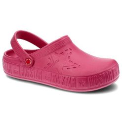 Klapki damskie Big Star, cholewka z tworzywa wsuwana konstrukcja profilowana wkładka gruba podeszwa, fuksja, II275007. Czerwone klapki damskie Big Star, bez wzorów, bez obcasa, bez zapięcia. Za 69.99 zł.