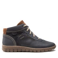 Botki Josef Seibel. Niebieskie botki damskie Josef Seibel, bez obcasa, na płaskiej podeszwie, bez zapięcia. Za 379.99 zł.