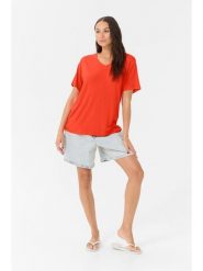 Kaffe Koszulka w kolorze czerwonym rozmiar: M. Czerwone koszulki damskie Kaffe, m, bez wzorów, z wiskozy, bez kołnierzyka, bez ramiączek. Za 65.54 zł.