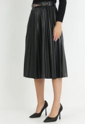 Czarna Spódnica Plisowana z Imitacji Skóry Obono. Czarne spódnice damskie Born2be, na co dzień, s, bez wzorów, ze skóry, eleganckie, midi. Za 89.99 zł.