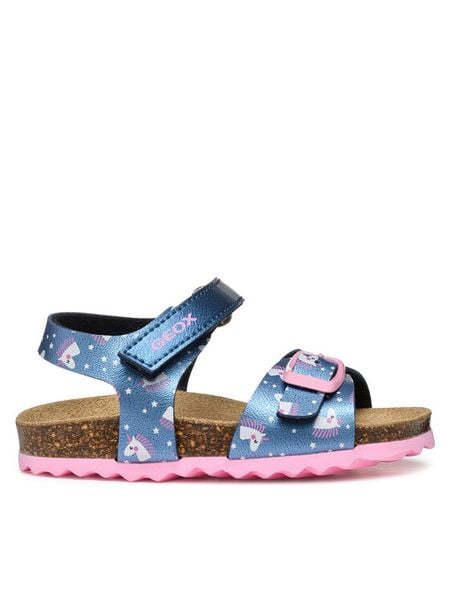 Geox Sandały B Chalki B922RA 0PVNF C4002 M Granatowy. Niebieskie sandały dziewczęce Geox, ze skóry, bez obcasa, bez zapięcia. Za 179.99 zł.