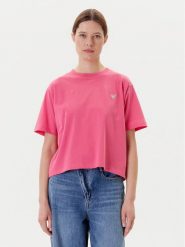 Guess Jeans T-Shirt W4YI05 K8HM0 Różowy Boxy Fit. Czerwone t-shirty damskie Guess Jeans, m, z aplikacjami, z bawełny, bez kołnierzyka. Za 79.99 zł.
