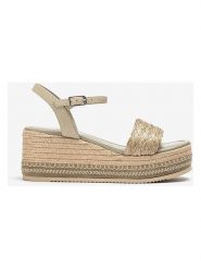 Unisa Sandały w kolorze beżowym na koturnie rozmiar: 39. Brązowe sandały damskie Unisa, bez wzorów, z materiału, z otwartym noskiem, bez obcasa, na koturnie, bez zapięcia. Za 260.99 zł.