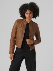 Vero Moda Kurtka z imitacji skóry Favodona 10288555 Brązowy Regular Fit. Brązowe kurtki damskie Vero Moda, xs, bez wzorów, ze skóry, bez kaptura. Za 129.99 zł.
