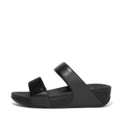 Kobiece klapki na koturnie FitFlop Lulu Hotfix. Czarne klapki damskie FIT FLOP, bez wzorów, bez obcasa, na koturnie, bez zapięcia. Za 382.85 zł.