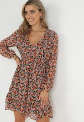 Czarno-Czerwona Sukienka Asootis. Czarne sukienki damskie Born2be, bez wzorów, z materiału, bez ramiączek. Za 159.99 zł.