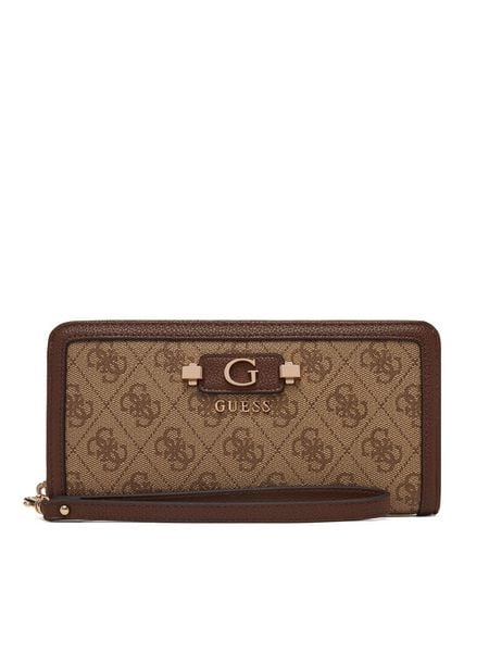 Guess Portfel 183062 Brązowy. Brązowe portfele damskie Guess, z aplikacjami, ze skóry. Za 250.99 zł.