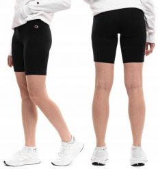 Spodenki damskie Champion Biker Pants. Czarne spodenki sportowe damskie Champion, na lato, m, z aplikacjami, z bawełny, z podwyższonym stanem. Za 90.99 zł.