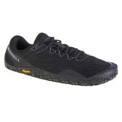 Damskie Buty Do Biegania Vapor Glove 6. Czarne obuwie trekkingowe damskie Merrell, z materiału, bez zapięcia. Za 596.99 zł.