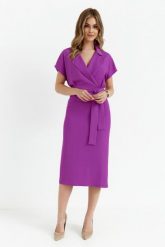 Elegancka sukienka ołówkowa z kołnierzem fioletowa. Fioletowe sukienki damskie Stylove, bez wzorów, z elastanu, biznesowe, bez ramiączek. Za 349.00 zł.