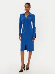 Patrizia Pepe Sukienka koktajlowa 8A1452/J129-CA37 Niebieski Slim Fit. Niebieskie sukienki damskie Patrizia Pepe, bez wzorów, z syntetyku, wizytowe, bez ramiączek. Za 969.99 zł.