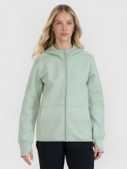 4F Bluza dresowa rozpinana z kapturem damska - miętowa XS. Niebieskie bluzy damskie 4F, uniwersalny, bez wzorów, z dresówki, z kapturem. W wyprzedaży za 169.99 zł.