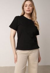 Czarny T-shirt z Bawełny z Dłuższym Tyłem i Rozcięciami po Bokach Cordalea. Czarne t-shirty damskie Born2be, m, bez wzorów, z bawełny, bez kołnierzyka. Za 39.99 zł.