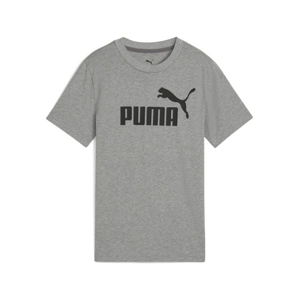 Młodzieżowa koszulka ESS z logo No. 1 PUMA. Szara bluzki damskie Puma, m, bez wzorów, z gumy, bez kołnierzyka, bez ramiączek. Za 79.00 zł.
