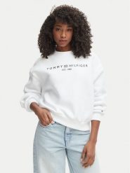 Tommy Hilfiger Bluza WW0WW47831 Biały Regular Fit. Białe bluzy damskie Tommy Hilfiger, l, bez wzorów, z bawełny, bez kaptura. Za 409.99 zł.