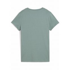 Damska koszulka z logo NO. 1 ESS METALLIC PUMA Green Moon Metallic Silver. Zielone bluzki damskie Puma, xs, bez wzorów, sportowe, bez kołnierzyka, bez ramiączek. W wyprzedaży za 79.00 zł.