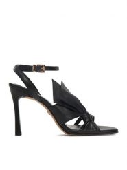 GINO ROSSI Sandały EO-LT23-310 Czarny. Czarne sandały damskie Gino Rossi, bez wzorów, ze skóry, bez obcasa, na szpilce, bez zapięcia. Za 399.99 zł.