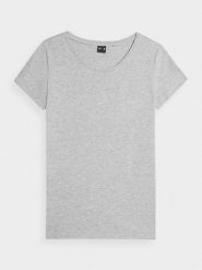 4F T-shirt regular gładki damski S. Szare t-shirty damskie 4F, s, bez wzorów, z dzianiny, bez kołnierzyka. Za 49.99 zł.