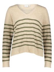 Vila Sweter w kolorze beżowo-zielonym rozmiar: L. Brązowe swetry klasyczne damskie Vila, l, z bawełny, bez kołnierzyka. Za 87.61 zł.