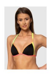 MOSCHINO Czarna góra od bikini z neonowymi lamówkami. Czarne bikini MOSCHINO, bez wzorów. W wyprzedaży za 299.99 zł.