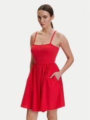 Tommy Jeans Sukienka letnia DW0DW22352 Czerwony Slim Fit. Czerwone sukienki damskie Tommy Jeans, bez wzorów, z bawełny, bez ramiączek. Za 289.99 zł.