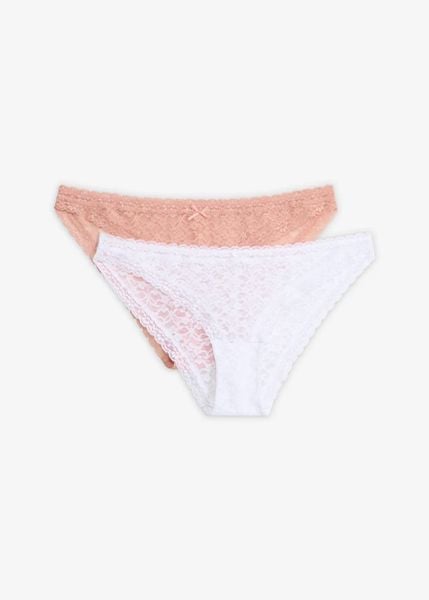 Figi mini z miękkiej koronki (2 pary). Czarne figi bonprix, bez wzorów, z koronki. Za 37.98 zł.