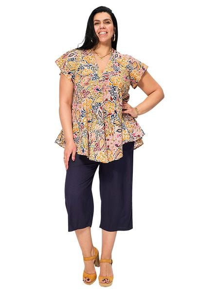 Aller Simplement Bluzka ze wzorem rozmiar: 42/44. Bluzki damskie Aller Simplement, bez wzorów, z bawełny, klasyczne, bez kołnierzyka, bez ramiączek. Za 92.21 zł.