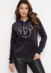 Granatowa Ocieplana Bluza z Kapturem Needhi. Niebieskie bluzy damskie Born2be, l, bez wzorów, z tkaniny, z kapturem. Za 99.99 zł.